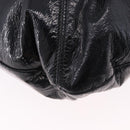 Salvatore Ferragamo Hand Bag Patent Black Silver Auth ka5460-14