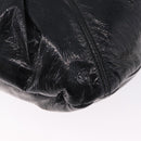 Salvatore Ferragamo Hand Bag Patent Black Silver Auth ka5460-15