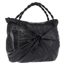 Salvatore Ferragamo Hand Bag Patent Black Silver Auth ka5460-1