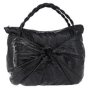 Salvatore Ferragamo Hand Bag Patent Black Silver Auth ka5460-13