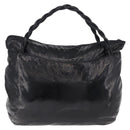 Salvatore Ferragamo Hand Bag Patent Black Silver Auth ka5460-2