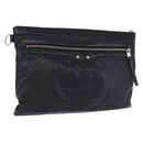 BALENCIAGA Classic Clip L Clutch Bag Leather Black Silver 273023 Auth ka5461-1