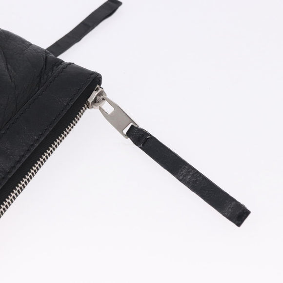 BALENCIAGA Classic Clip L Clutch Bag Leather Black Silver 273023 Auth ka5461