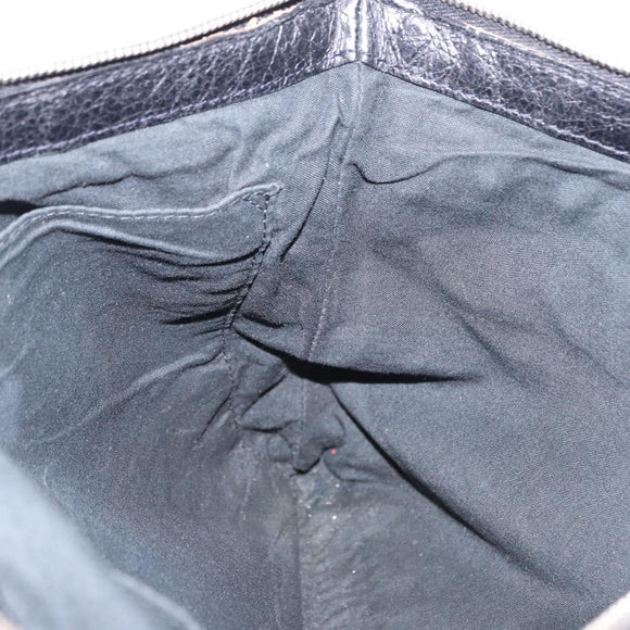 BALENCIAGA Classic Clip L Clutch Bag Leather Black Silver 273023 Auth ka5461