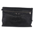 BALENCIAGA Classic Clip L Clutch Bag Leather Black Silver 273023 Auth ka5461-13