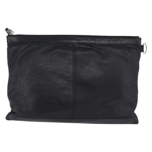 BALENCIAGA Classic Clip L Clutch Bag Leather Black Silver 273023 Auth ka5461