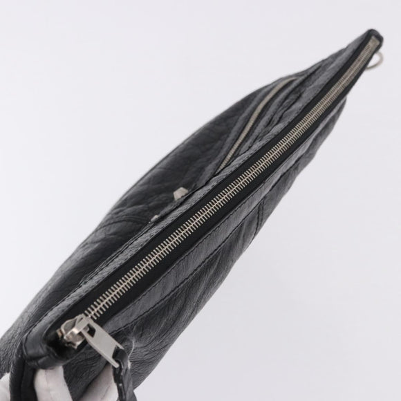 BALENCIAGA Classic Clip L Clutch Bag Leather Black Silver 273023 Auth ka5461