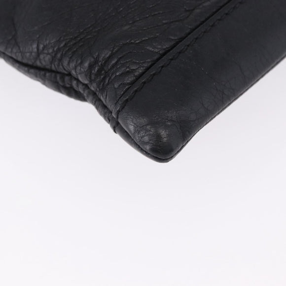 BALENCIAGA Classic Clip L Clutch Bag Leather Black Silver 273023 Auth ka5461