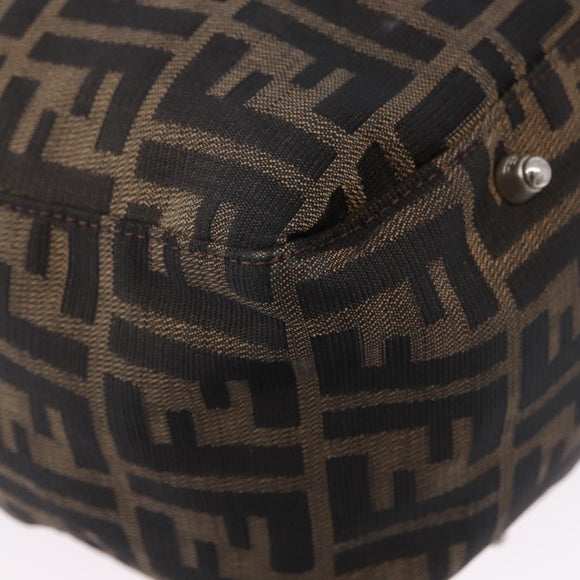 FENDI Zucca Canvas Hand Bag Brown Silver Auth ka5463A