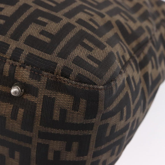 FENDI Zucca Canvas Hand Bag Brown Silver Auth ka5463A