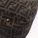 FENDI Zucca Canvas Hand Bag Brown Silver Auth ka5463A-17