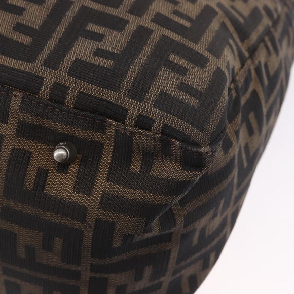 FENDI Zucca Canvas Hand Bag Brown Silver Auth ka5463A