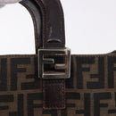 FENDI Zucca Canvas Hand Bag Brown Silver Auth ka5463A-9