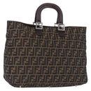 FENDI Zucca Canvas Hand Bag Brown Silver Auth ka5463A-1
