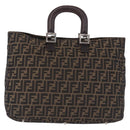 FENDI Zucca Canvas Hand Bag Brown Silver Auth ka5463A-2