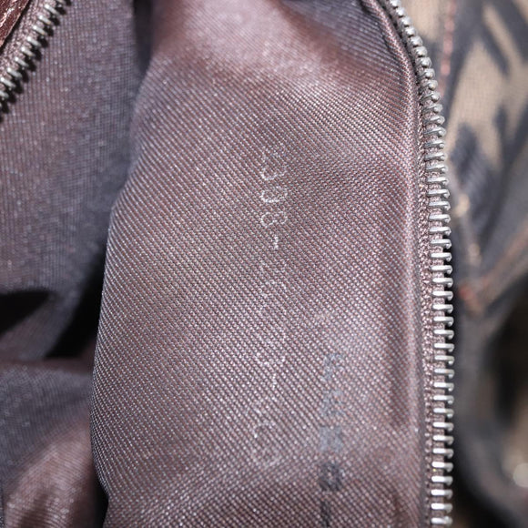 FENDI Zucca Canvas Hand Bag Brown Silver Auth ka5463A