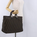 FENDI Zucca Canvas Hand Bag Brown Silver Auth ka5463A-22