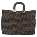 FENDI Zucca Canvas Hand Bag Brown Silver Auth ka5463A-2