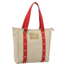 LOUIS VUITTON Antigua Cabas MM Tote Bag Beige Red M40035 LV Auth ka5465-1