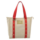 LOUIS VUITTON Antigua Cabas MM Tote Bag Beige Red M40035 LV Auth ka5465-13