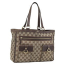 GUCCI GG Canvas Abbey Tote Bag Beige Gold Tone 146247 Auth ka5466-1