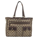 GUCCI GG Canvas Abbey Tote Bag Beige Gold Tone 146247 Auth ka5466-13