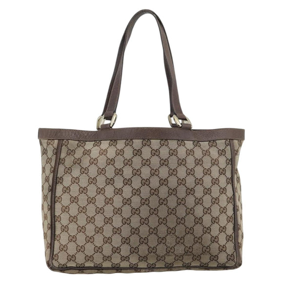GUCCI GG Canvas Abbey Tote Bag Beige Gold Tone 146247 Auth ka5466