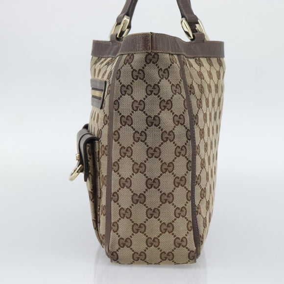 GUCCI GG Canvas Abbey Tote Bag Beige Gold Tone 146247 Auth ka5466