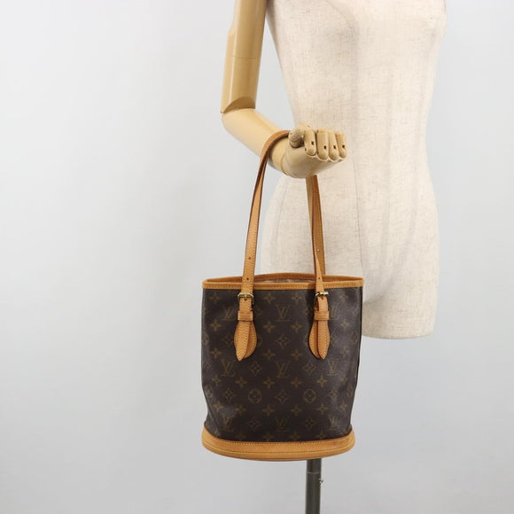 LOUIS VUITTON Monogram Bucket PM Shoulder Bag M42238 LV Auth ka5467