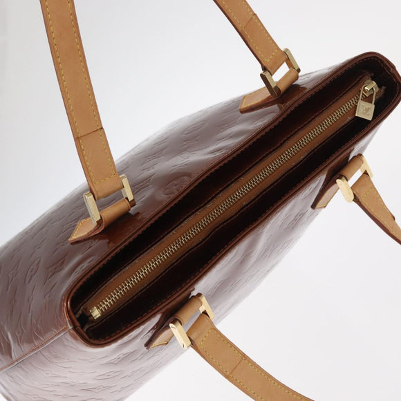 LOUIS VUITTON Monogram Vernis Houston Hand Bag Bronze M91122 LV Auth ka547