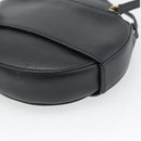 VALENTINO Shoulder Bag Leather Black Gold Tone Auth ka5473A-15