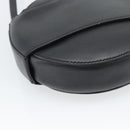 VALENTINO Shoulder Bag Leather Black Gold Tone Auth ka5473A-16