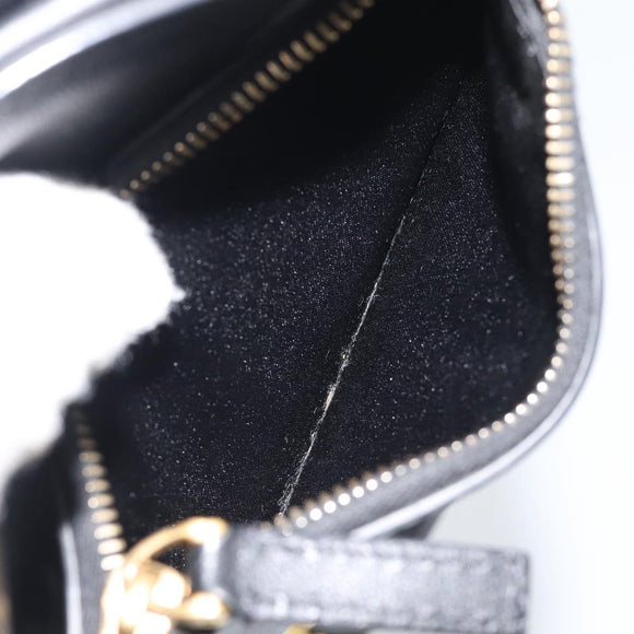 VALENTINO Shoulder Bag Leather Black Gold Tone Auth ka5473A