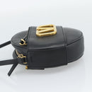 VALENTINO Shoulder Bag Leather Black Gold Tone Auth ka5473A-3