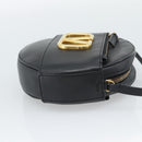 VALENTINO Shoulder Bag Leather Black Gold Tone Auth ka5473A-4