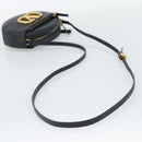 VALENTINO Shoulder Bag Leather Black Gold Tone Auth ka5473A-7