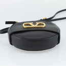 VALENTINO Shoulder Bag Leather Black Gold Tone Auth ka5473A-5