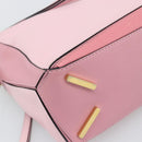 LOEWE Puzzle Small Hand Bag Leather 2way Pink Gold Tone Auth ka5476V-17