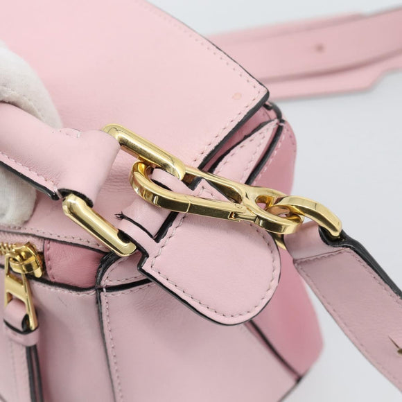 LOEWE Puzzle Small Hand Bag Leather 2way Pink Gold Tone Auth ka5476V