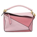 LOEWE Puzzle Small Hand Bag Leather 2way Pink Gold Tone Auth ka5476V-13