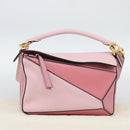 LOEWE Puzzle Small Hand Bag Leather 2way Pink Gold Tone Auth ka5476V-12