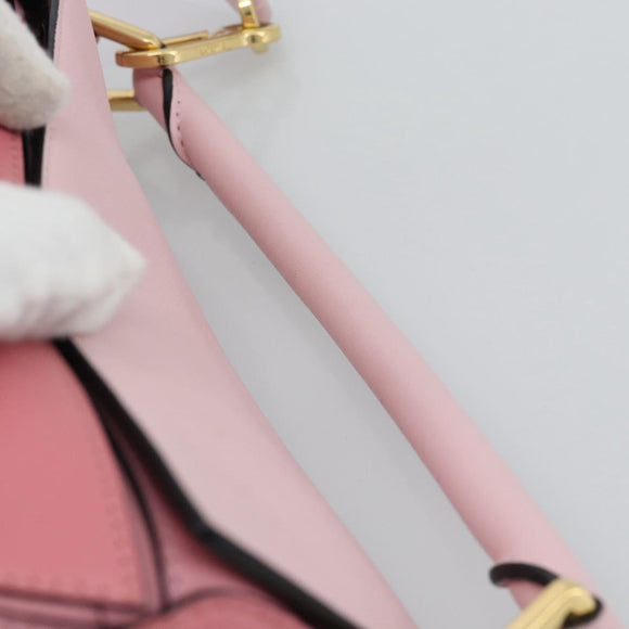 LOEWE Puzzle Small Hand Bag Leather 2way Pink Gold Tone Auth ka5476V