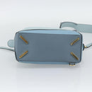 LOEWE Puzzle Small Hand Bag Leather 2way Light Blue Gold Tone Auth ka5477V-5