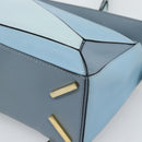 LOEWE Puzzle Small Hand Bag Leather 2way Light Blue Gold Tone Auth ka5477V-16