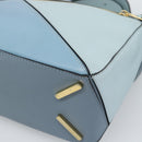 LOEWE Puzzle Small Hand Bag Leather 2way Light Blue Gold Tone Auth ka5477V-18