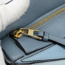 LOEWE Puzzle Small Hand Bag Leather 2way Light Blue Gold Tone Auth ka5477V-21