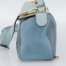 LOEWE Puzzle Small Hand Bag Leather 2way Light Blue Gold Tone Auth ka5477V-4