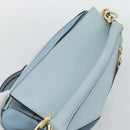 LOEWE Puzzle Small Hand Bag Leather 2way Light Blue Gold Tone Auth ka5477V-6