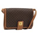 CELINE Macadam Shoulder Bag PVC Leather Brown Gold Tone Auth ka5479A-1