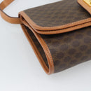 CELINE Macadam Shoulder Bag PVC Leather Brown Gold Tone Auth ka5479A-11